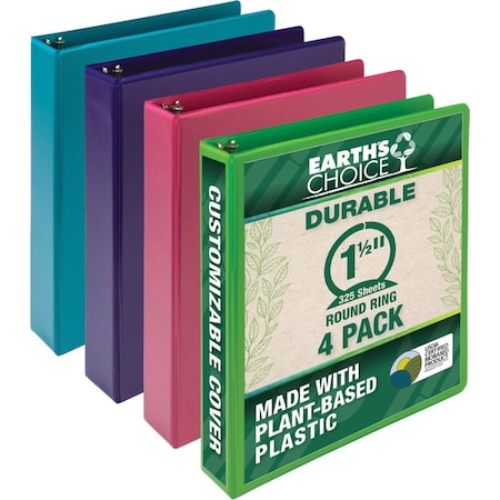 Davenport 1.5 in. Earthchoice Durable View Binder, Assorted Color, 4PK DA3758158